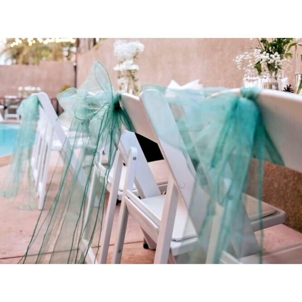 Set of 50 sheer chiffon chair sashes, emerald green, 7" wide x 108" long